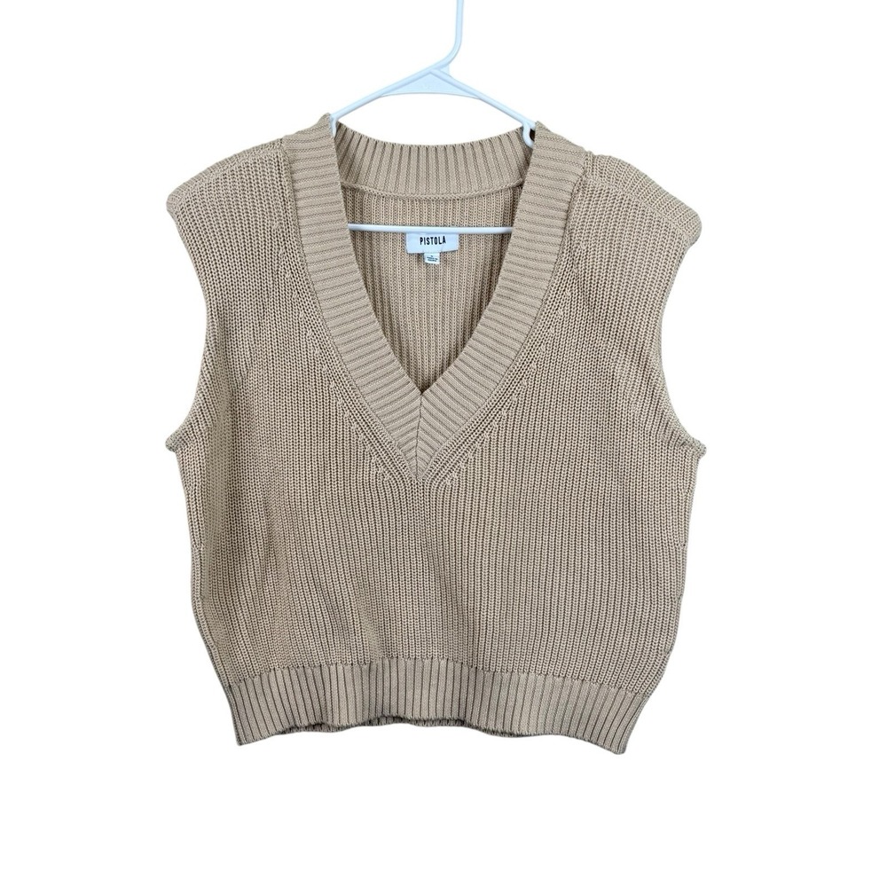 Pistola Bella Sleeveless Shoulder Pad Sweater Vest - Agave Sz S